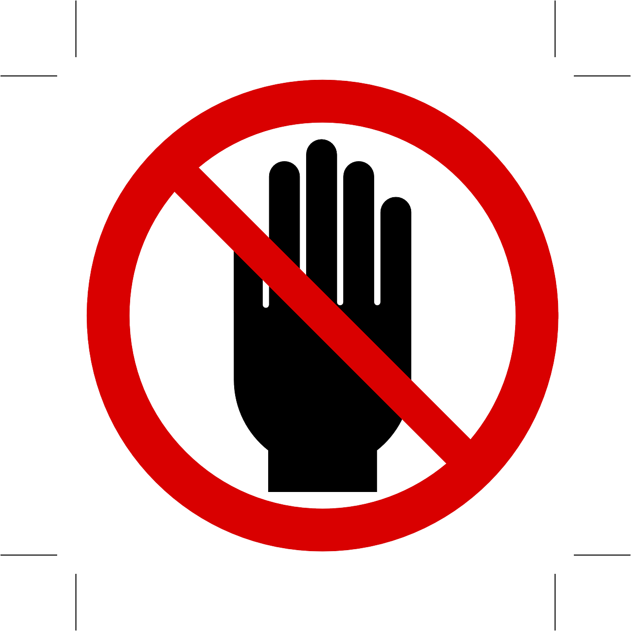 Vector image of a hand with a general prohibition sign over it